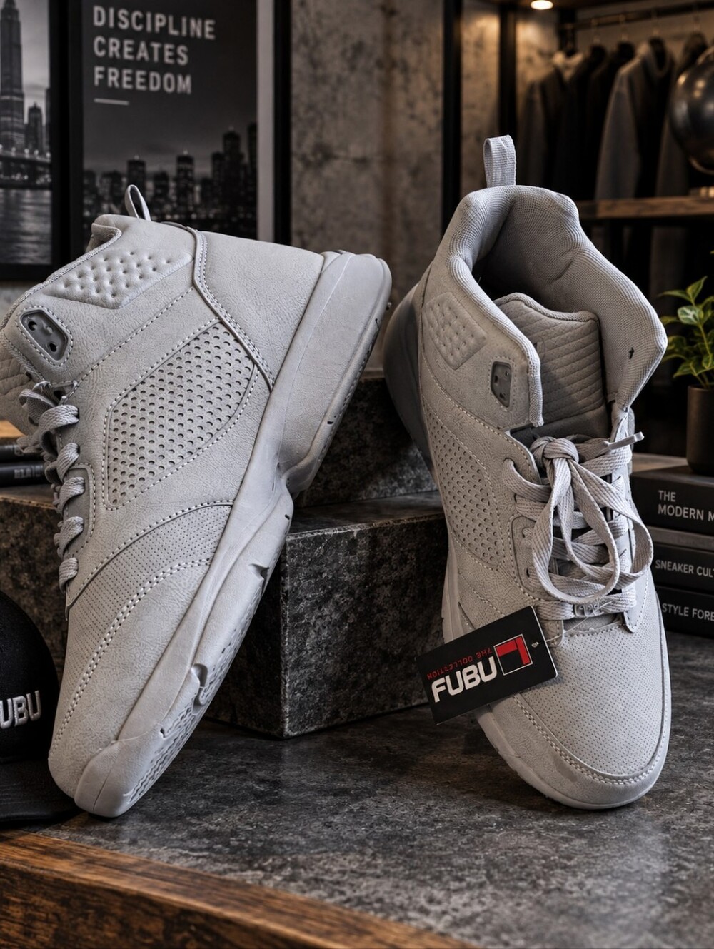 FUBU Men’s Zone High-Top Basketball Sneakers Gray Size 13 NWT